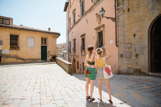 istock Female Tourists in Volterra 1074278624