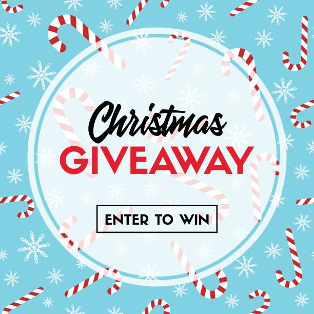 Christmas giveaway. Vector template with candy cane patterns for online holiday contest Christmas giveaway. Enter to win. Vector template with candy cane patterns for online holiday contest contestant stock illustrations