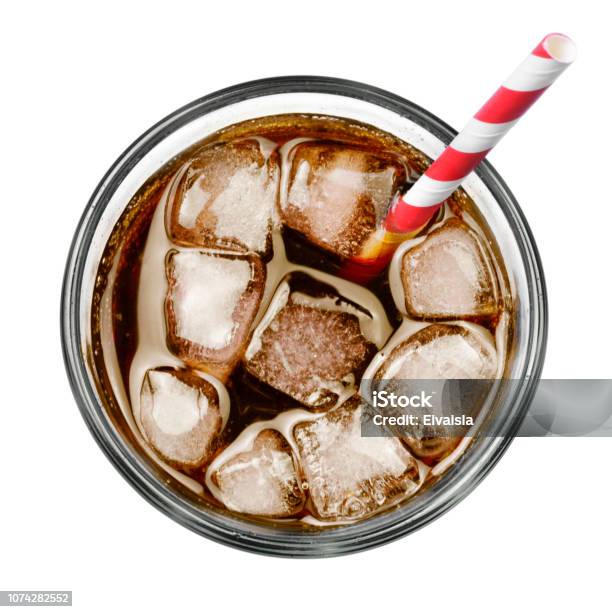 Fresh Coke In Glass Top View Stock Photo - Download Image Now - Cola, High Angle View, Soda