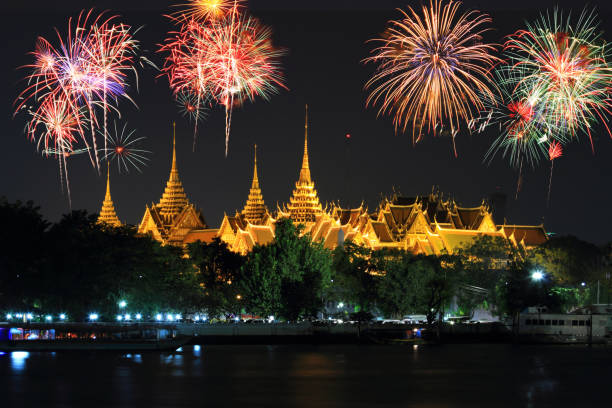 istock Big Fireworks on the sky at  Wat Phra Keaw 1074284040