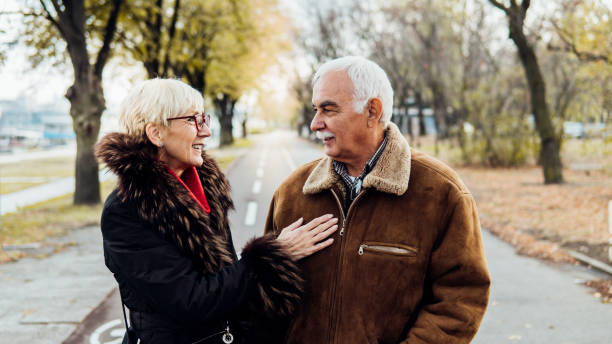 istock Old couple in the park 1074288696