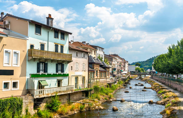 the moselle river in epinal, france - valley wall imagens e fotografias de stock