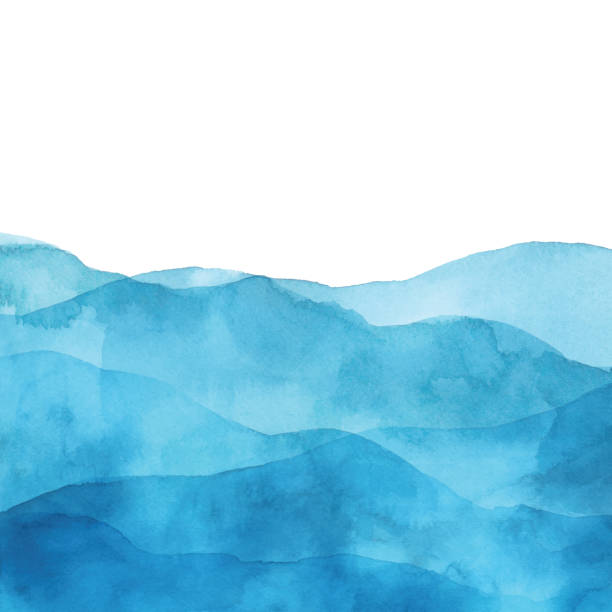ilustrações de stock, clip art, desenhos animados e ícones de light blue watercolor background with waves - azul ilustrações