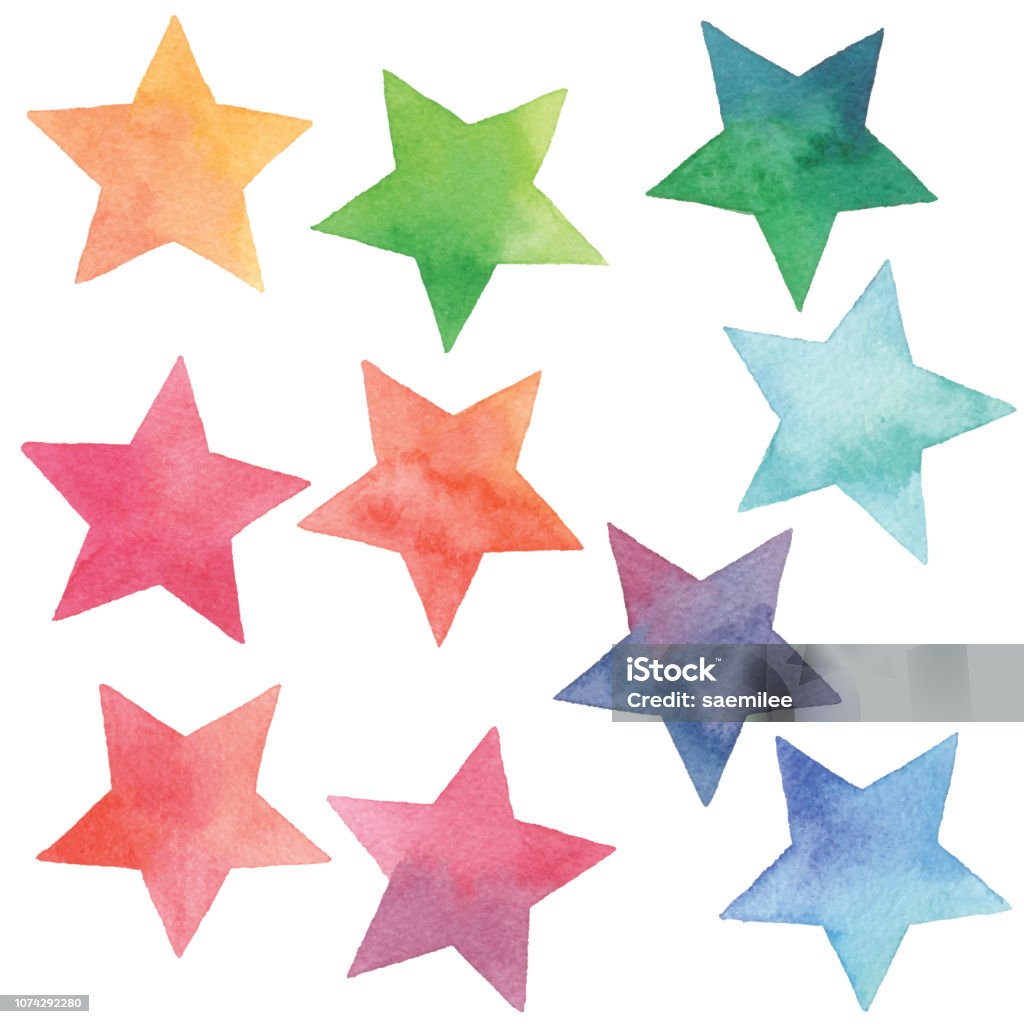 Watercolor Gradient Stars Vector illustration of watercolor painting. Star - Space stock vector