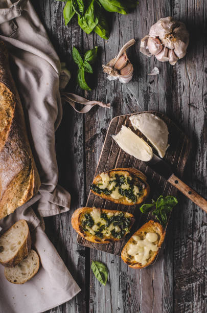 istock Garlic herbs toast with fresh mozzarella 1074292398