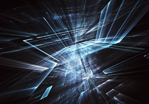 istock Abstract 3D fractal background, texture. Virtual Neon City 1074293202
