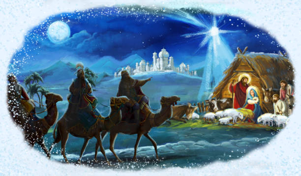 istock traditional christmas framed scene with holy family 1074293252
