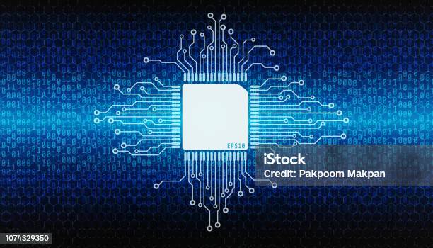 Blue Hi Technology Microprocessor With Binary Digital Number Code ...