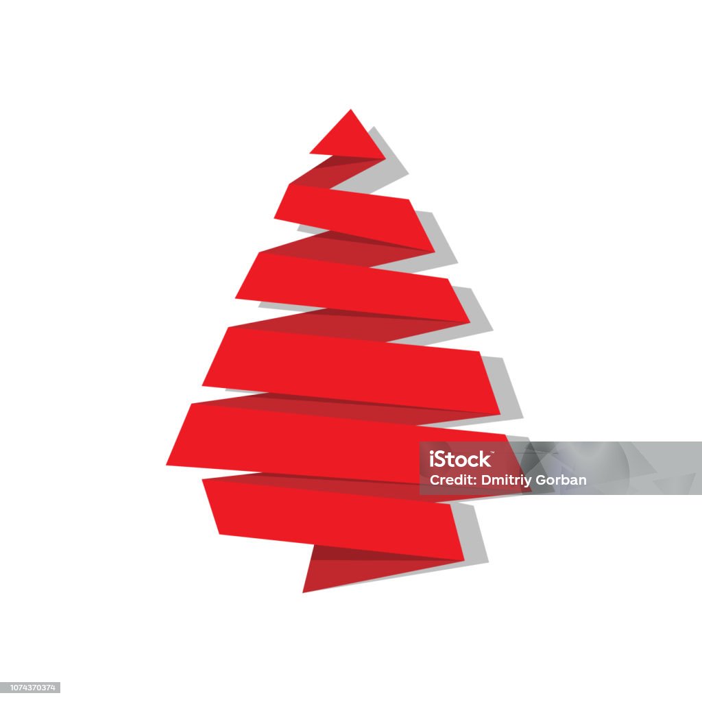 Red Ribbon Tree Icon Christmas Tree With Red Ribbon Stock Illustration - Download Image Now ...