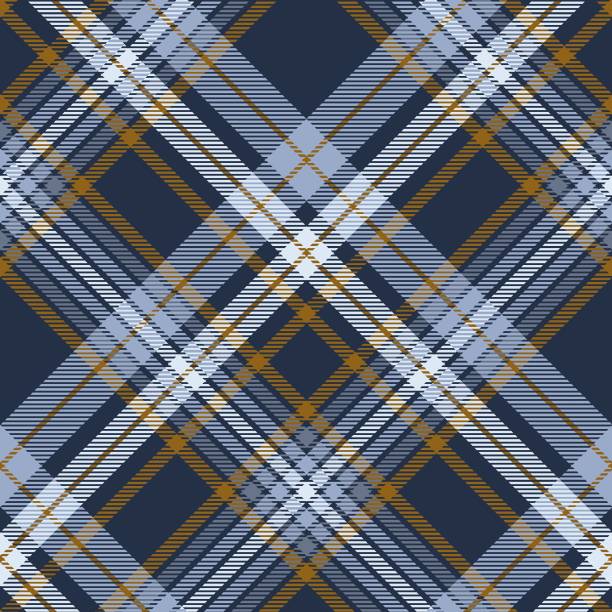 Nautical plaid pattern in dusty blue, faded navy and brown Seamless fabric texture masculinity stock illustrations