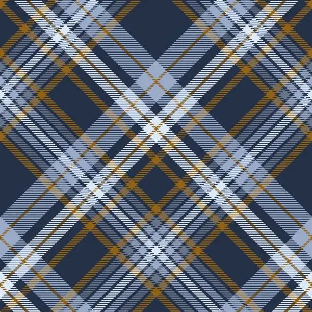 Vector illustration of Nautical plaid pattern in dusty blue, faded navy and brown