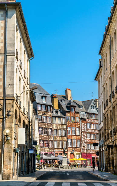 Typical french buildings in the city of Rennes Typical french buildings in the city centre of Rennes, Brittany rennes france photos stock pictures, royalty-free photos & images