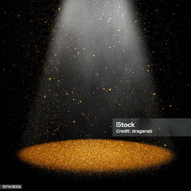 Golden Stage Stock Photo - Download Image Now - Gold - Metal, Backgrounds, Gold Colored