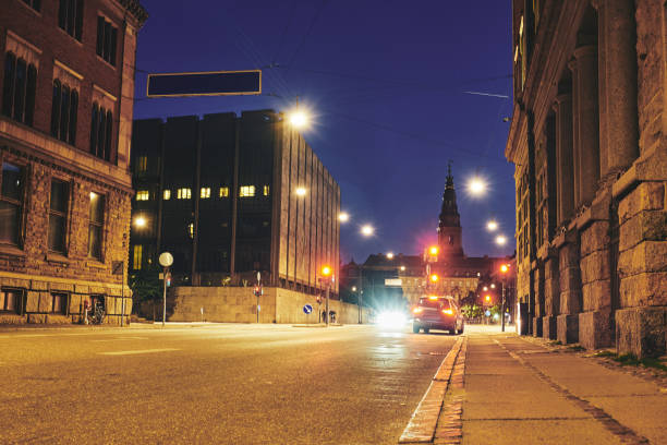 istock ?ity center at night. Copenhagen 1074435668