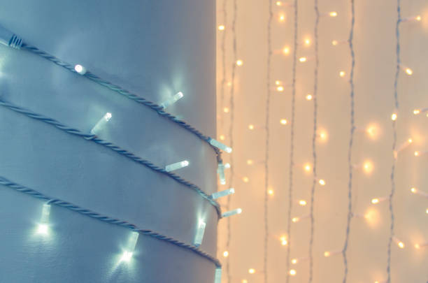 istock Column wrapped with garland, New Year's decor. 1074436210