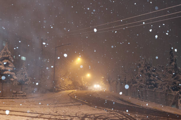 istock snow in the night city 1074436904