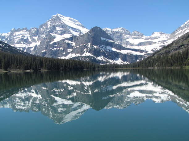 istock Snowy mountains and reflections in lake 1074437106
