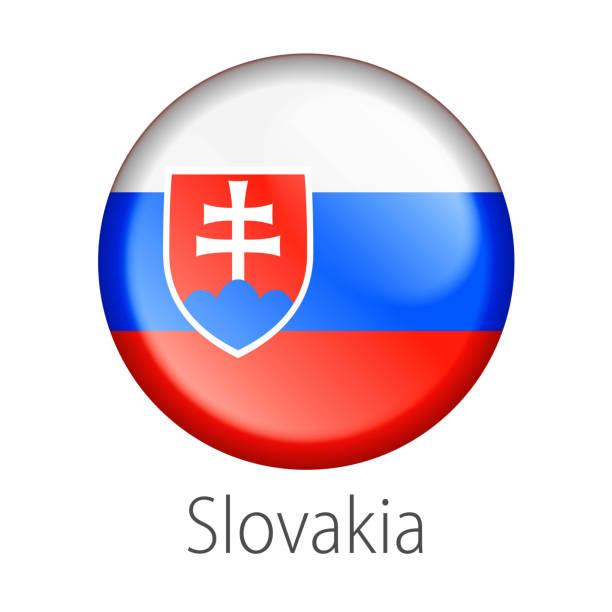 Slovakia Round Button Flag Full Vector High detail round button flag of Slovakia Country isolated on white background slovak language stock illustrations