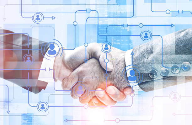 istock Handshake in city, people network 1074457684