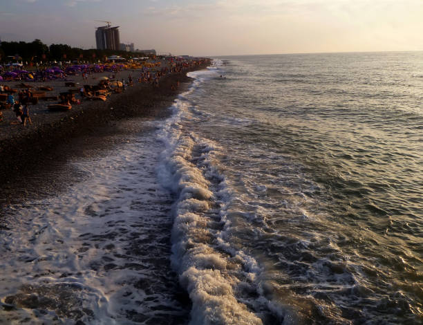 istock Sea wave on sand beach. Black Sea 1074460804