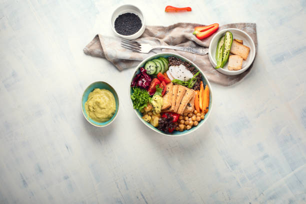istock Buddha bowl with tofu. 1074474100