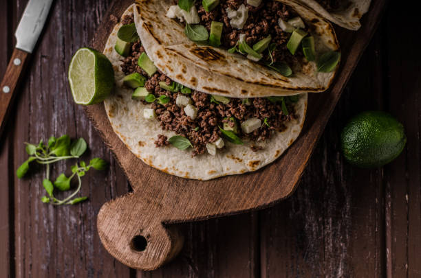 istock Homemade minced beef tortilla, fresh avocado and mozarella cheese 1074498082