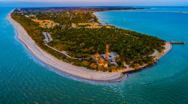 Sanibel Island,Florida Aerial Sunrise stock photo