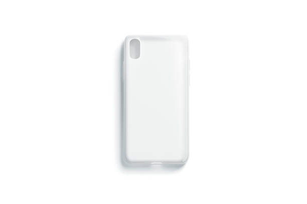 istock Blank transparent matt phone case mockup, isolated, top view 1074507526
