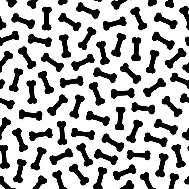 Bone silhouette vector seamless pattern Bone silhouette vector seamless pattern. Black and white print dog borders stock illustrations