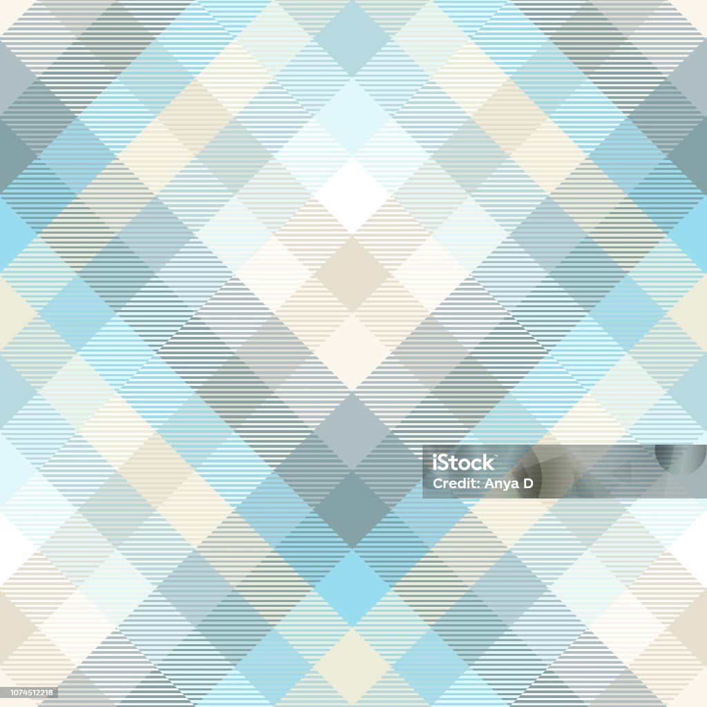 Plaid pattern in shades of pastel blue, teal and tan Seamless fabric texture Plaid stock vector