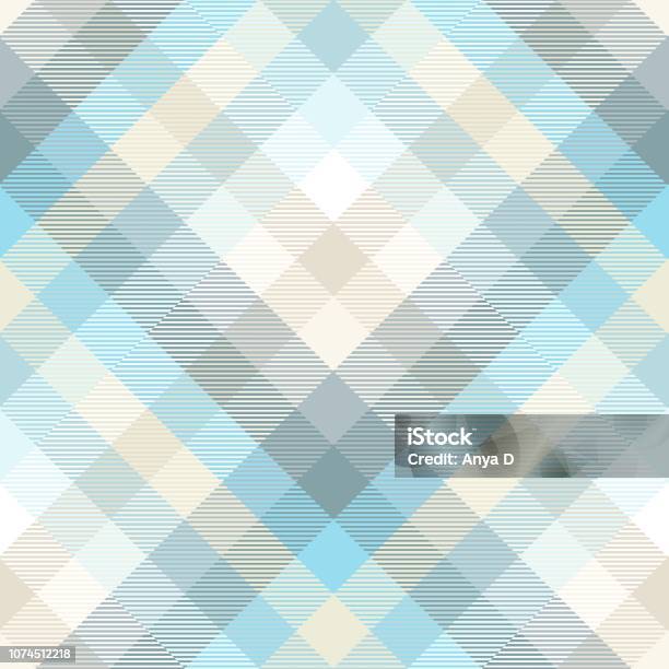 Plaid Pattern In Shades Of Pastel Blue Teal And Tan Stock Illustration - Download Image Now