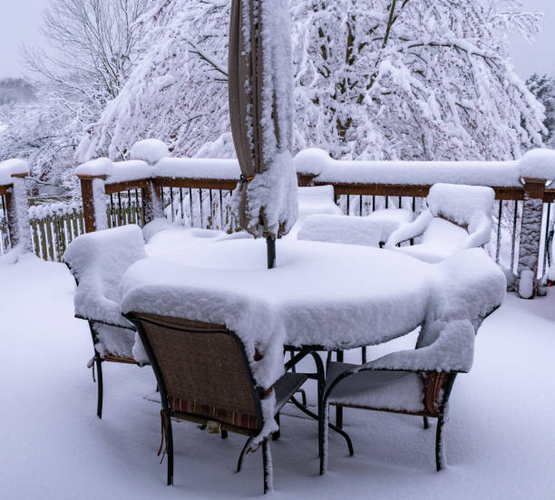 istock Snow covered outdoor table 1074512622