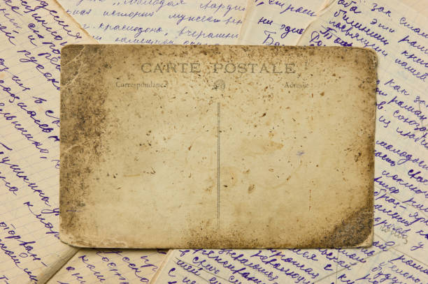 istock Vintage background with old postcard and letters 1074512830