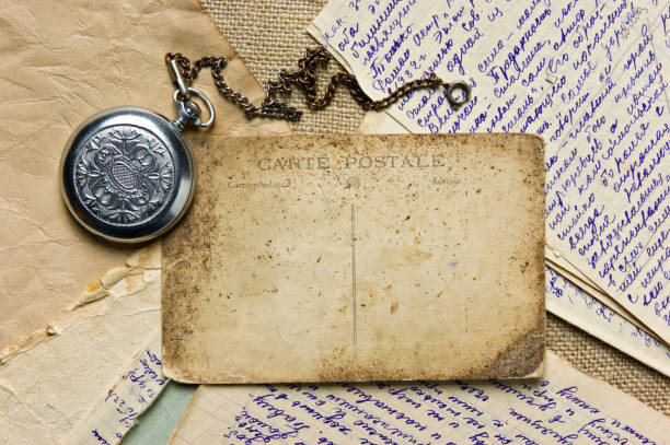 istock Vintage background with old postcard and letters 1074512834