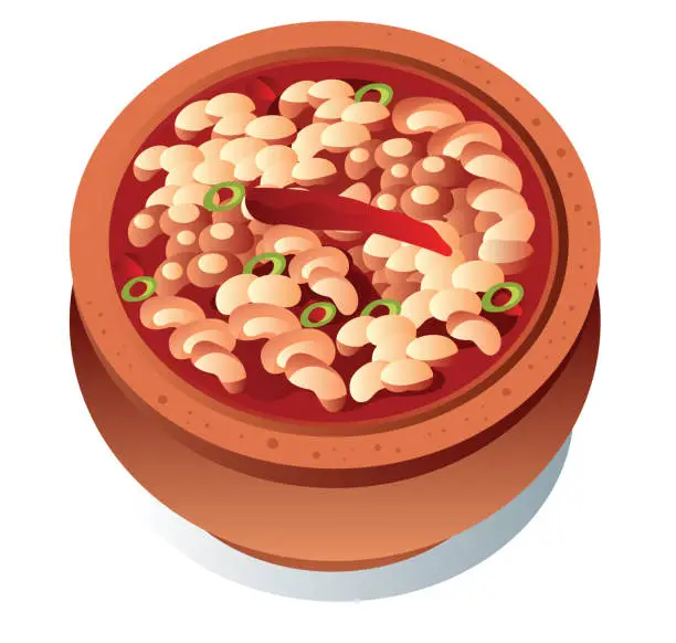 Vector illustration of Baked Beans, (Kuru Fasülye)