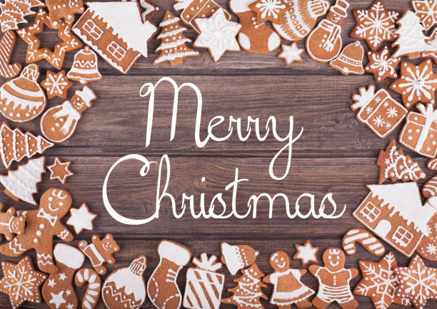 istock Frame on the rustic wood from the gingerbread cookies 1074532376