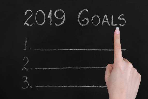 istock Empty numbered blackboard list for business goals for 2019 1074533720