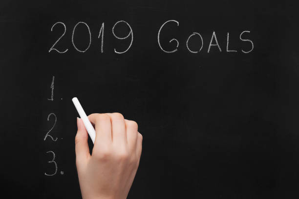 istock Empty numbered blackboard list for business goals for 2019 1074533724