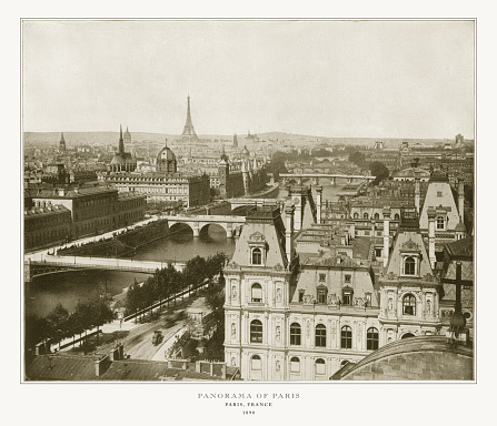 Antique Paris Photograph: Panorama of Paris, 1893. Source: Original edition from my own archives. Copyright has expired on this artwork. Digitally restored.
