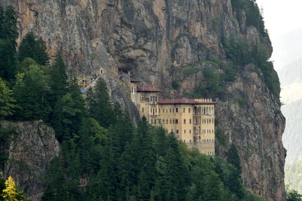 Sumela Monastery in the mountains on the Black Sea coast of Turkey. Exterior view of Sumela Monastery in the mountains on the Black Sea coast of Turkey. sumela monastery stock pictures, royalty-free photos & images