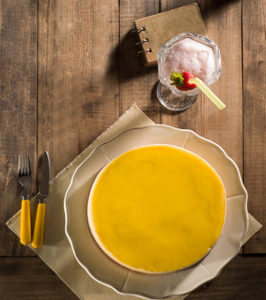 istock Lemon Cheesecake on wooden table background. 1074547350