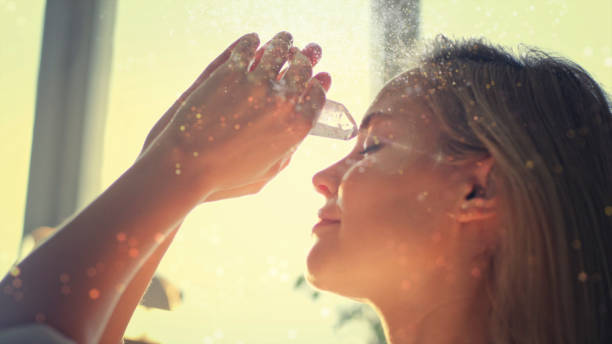 istock Woman's head with a healing crystal. 1074564966