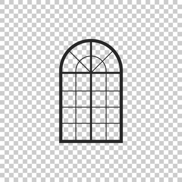 illustrations, cliparts, dessins animés et icônes de icône fenêtre cintrée isolé sur fond transparent. design plat. illustration vectorielle - arched window