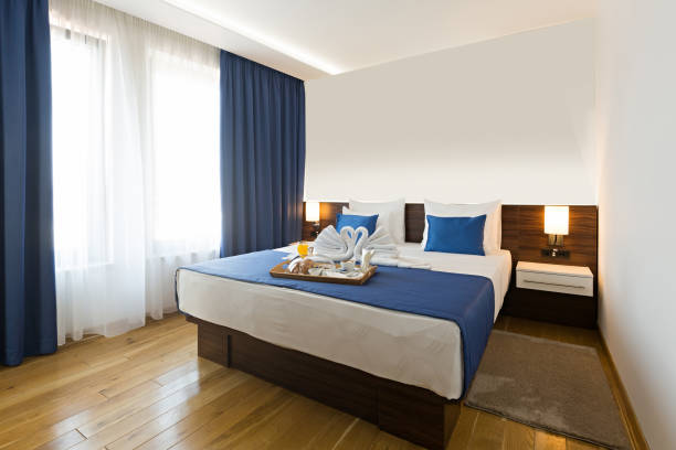 istock Interior of a hotel bedroom 1074619256