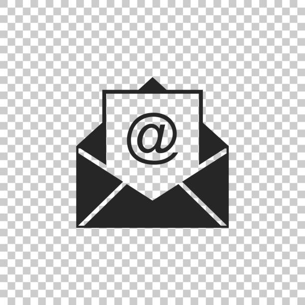 ilustrações, clipart, desenhos animados e ícones de correio e e-mail ícone isolado em fundo transparente. e-mail do símbolo de envelope. sinal de mensagem de e-mail. projeto liso. ilustração vetorial - e