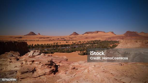 Panoramic View To Teguedei Lake At The Ennedi Chad Stock Photo - Download Image Now