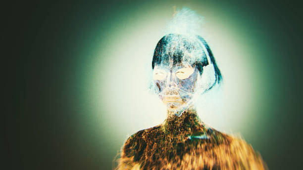 istock Abstract futuristic cyborg portrait 1074633978