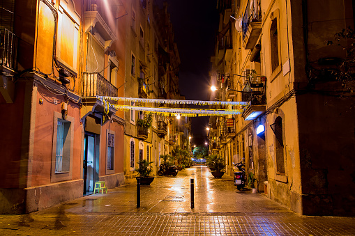 Beautiful narrow old streets of Barcelona