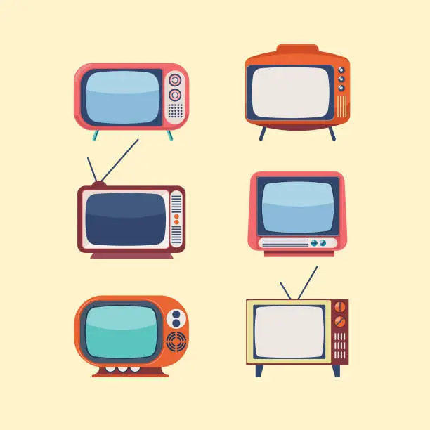 Vector illustration of Set Of Retro Televisons