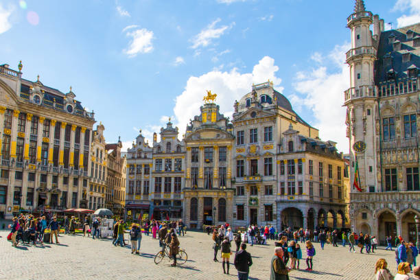 The main square of Brussels The main square of Brussels, Belgium, UNESCO World Heritage Site. Beautiful sunny day in Belgium. Grand Platz. houses in brussels stock pictures, royalty-free photos & images